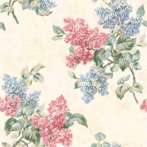 Seabrook Designs OF30702 Olde Francais Pink and Blue Calais Floral Wallpaper